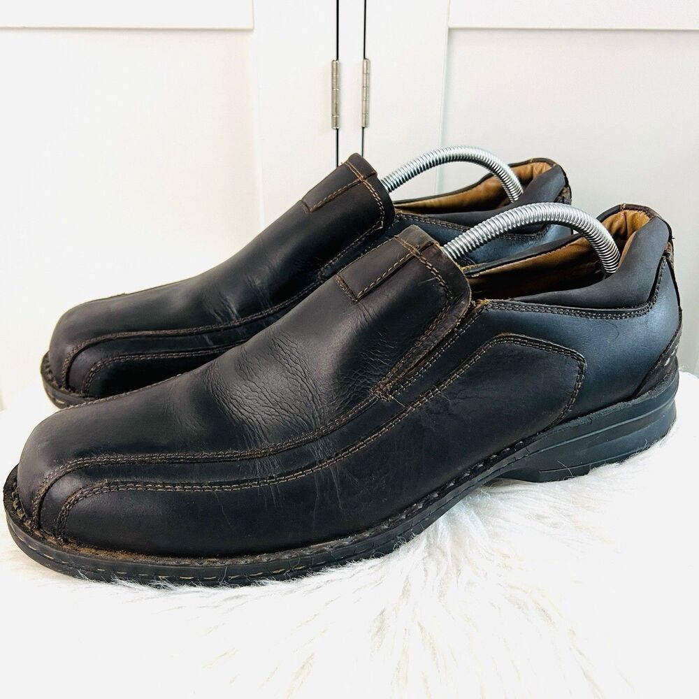 Dockers Prostyle Dark Brown Leather Agent Bicycle Toe Mens Loafers Shoes Size 12